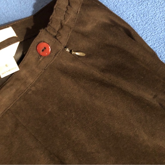 Christopher & Banks Faux Suede Long Stretch A-Line Skirt Brown - Picture 3 of 6